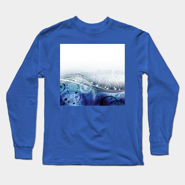 Blue music notation Long Sleeve T-Shirt by the L3 Studio